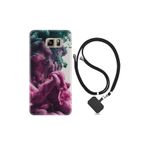 kilifland Samsung Galaxy Note 5 ile Uyumlu Kılıf Desenli Silikon Boyun Askılı Pink Green Cloud 1306