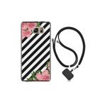 kilifland Samsung Galaxy Note 5 ile Uyumlu Kılıf Desenli Silikon Boyun Askılı Strip Flowers 2 1409