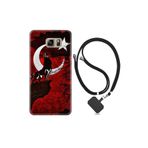 kilifland Samsung Galaxy Note 5 ile Uyumlu Kılıf Desenli Silikon Boyun Askılı Wolf And Moon 2 1381