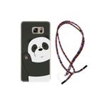 Kılıfland Samsung Galaxy Note 5 ile Uyumlu Kılıf, Hello Panda Desenli, Rasta İpli Boyun Askılı, Silikon, Siyah