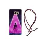 kilifland Samsung Galaxy Note 5 ile Uyumlu Kılıf Rasta Ipli Boyun Askılı Desenli Silikon Astro Purple 1890