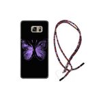 kilifland Samsung Galaxy Note 5 ile Uyumlu Kılıf Rasta Ipli Boyun Askılı Desenli Silikon Black Butterfly 1879