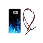 kilifland Samsung Galaxy Note 5 ile Uyumlu Kılıf Rasta Ipli Boyun Askılı Desenli Silikon Blue Fire 1678
