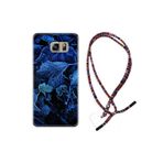 kilifland Samsung Galaxy Note 5 ile Uyumlu Kılıf Rasta Ipli Boyun Askılı Desenli Silikon Blue Foid 1628