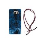 kilifland Samsung Galaxy Note 5 ile Uyumlu Kılıf Rasta Ipli Boyun Askılı Desenli Silikon Blue Zigzag 1687