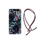kilifland Samsung Galaxy Note 5 ile Uyumlu Kılıf Rasta Ipli Boyun Askılı Desenli Silikon Great Flowers 1304