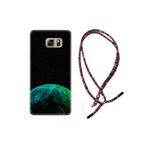 kilifland Samsung Galaxy Note 5 ile Uyumlu Kılıf Rasta Ipli Boyun Askılı Desenli Silikon Green World 2 1865
