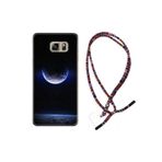 kilifland Samsung Galaxy Note 5 ile Uyumlu Kılıf Rasta Ipli Boyun Askılı Desenli Silikon Midnight Moon 1802
