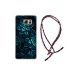 kilifland Samsung Galaxy Note 5 ile Uyumlu Kılıf Rasta Ipli Boyun Askılı Desenli Silikon Mistik Çiçekler 1650