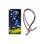 Kılıfland Samsung Galaxy Note 5 ile Uyumlu Kılıf, Rasta İpli Boyun Askılı, Desenli Silikon, Neon Kelebekler, Renk9