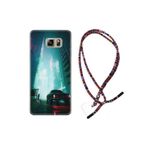 kilifland Samsung Galaxy Note 5 ile Uyumlu Kılıf Rasta Ipli Boyun Askılı Desenli Silikon Night Cars 1619