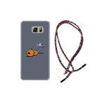 kilifland Samsung Galaxy Note 5 ile Uyumlu Kılıf Rasta Ipli Boyun Askılı Desenli Silikon Orange Escape 1374