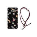 kilifland Samsung Galaxy Note 5 ile Uyumlu Kılıf Rasta Ipli Boyun Askılı Desenli Silikon Planet Animals 1771