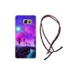 kilifland Samsung Galaxy Note 5 ile Uyumlu Kılıf Rasta Ipli Boyun Askılı Desenli Silikon Purple Way 1843