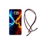 kilifland Samsung Galaxy Note 5 ile Uyumlu Kılıf Rasta Ipli Boyun Askılı Desenli Silikon Red Blue Leon 1714