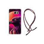 kilifland Samsung Galaxy Note 5 ile Uyumlu Kılıf Rasta Ipli Boyun Askılı Desenli Silikon Red Eagle 1752