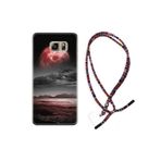 kilifland Samsung Galaxy Note 5 ile Uyumlu Kılıf Rasta Ipli Boyun Askılı Desenli Silikon Red World 1836