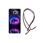 kilifland Samsung Galaxy Note 5 ile Uyumlu Kılıf Rasta Ipli Boyun Askılı Desenli Silikon Star Planet 1652
