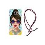 kilifland Samsung Galaxy Note 5 ile Uyumlu Kılıf Rasta Ipli Boyun Askılı Desenli Silikon Sugar And Woman 1418