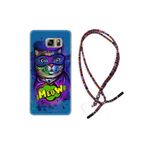kilifland Samsung Galaxy Note 5 ile Uyumlu Kılıf Rasta Ipli Boyun Askılı Desenli Silikon Super Meow 1715
