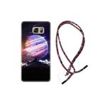 kilifland Samsung Galaxy Note 5 ile Uyumlu Kılıf Rasta Ipli Boyun Askılı Desenli Silikon Super Planet 1797