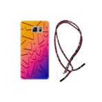 kilifland Samsung Galaxy Note 5 ile Uyumlu Kılıf Rasta Ipli Boyun Askılı Desenli Silikon Üçgenler 1635