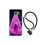 kilifland Samsung Galaxy Note 5 ile Uyumlu Kılıf Resimli Desenli Silikon Boyun Askılı Astro Purple 1890