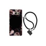 kilifland Samsung Galaxy Note 5 ile Uyumlu Kılıf Resimli Desenli Silikon Boyun Askılı Dark Flowers 1906