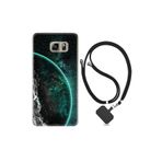 kilifland Samsung Galaxy Note 5 ile Uyumlu Kılıf Resimli Desenli Silikon Boyun Askılı Green World 1856