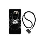 kilifland Samsung Galaxy Note 5 ile Uyumlu Kılıf Resimli Desenli Silikon Boyun Askılı Komik Kedi 1863