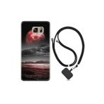 kilifland Samsung Galaxy Note 5 ile Uyumlu Kılıf Resimli Desenli Silikon Boyun Askılı Red World 1836