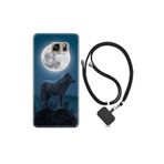 kilifland Samsung Galaxy Note 5 ile Uyumlu Kılıf Resimli Desenli Silikon Boyun Askılı Wolf Moon 1857