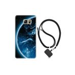 kilifland Samsung Galaxy Note 5 ile Uyumlu Kılıf Silikon Desen Boyun Askılı Blue Planet 1610