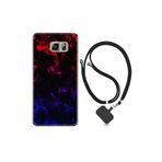 kilifland Samsung Galaxy Note 5 ile Uyumlu Kılıf Silikon Desen Boyun Askılı Blue Red Fire 1637