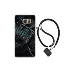kilifland Samsung Galaxy Note 5 ile Uyumlu Kılıf Silikon Desen Boyun Askılı Foid Green 1643