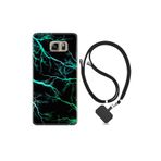 kilifland Samsung Galaxy Note 5 ile Uyumlu Kılıf Silikon Desen Boyun Askılı Green Thunder 1693