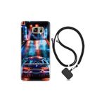kilifland Samsung Galaxy Note 5 ile Uyumlu Kılıf Silikon Desen Boyun Askılı Neon Cars 1724
