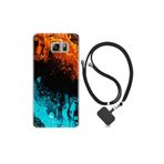 kilifland Samsung Galaxy Note 5 ile Uyumlu Kılıf Silikon Desen Boyun Askılı Orange Blue Color 1665