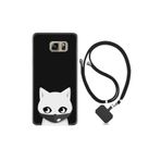 kilifland Samsung Galaxy Note 5 ile Uyumlu Kılıf Silikon Desen Boyun Askılı Pandemi Cat 1729