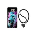 kilifland Samsung Galaxy Note 5 ile Uyumlu Kılıf Silikon Desen Boyun Askılı Pink Blue Leon 1603