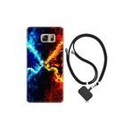 kilifland Samsung Galaxy Note 5 ile Uyumlu Kılıf Silikon Desen Boyun Askılı Red Blue Leon 1714
