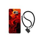 kilifland Samsung Galaxy Note 5 ile Uyumlu Kılıf Silikon Desen Boyun Askılı Red Orange Zigzag 1695
