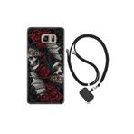 kilifland Samsung Galaxy Note 5 ile Uyumlu Kılıf Silikon Desen Boyun Askılı Skull Rose 1673