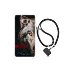 kilifland Samsung Galaxy Note 5 ile Uyumlu Kılıf Silikon Desen Boyun Askılı Wolf Eyes 1758