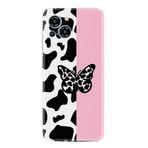 Kılıfland Samsung Galaxy S23 Pro Max Kılıf, Boutique Baskılı, Kelebek ve Cow Print Desen, Pembe-Beyaz