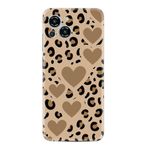 Kılıfland Samsung Galaxy S23 Pro Max Kılıf, Leopar Desenli, Kalp Motifli, Bej