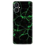Kılıfland Spark 9T ile Uyumlu Telefon Kılıfı, Silikon, Yeşil Şerit Mermer Desenli, Siyah