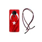 Kılıfland Spark Kılıf, Türk Bayrağı Desenli, Silikon, Rasta İpli Boyun Askılı, Kırmızı