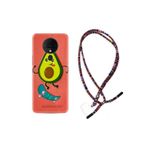 Kılıfland Spark Silikon Telefon Kılıfı, Avokado Skate Desenli, Boyun Askılı Rasta, Kırmızı