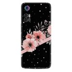 Kılıfland TCL 30 ile Uyumlu Telefon Kılıfı, Silikon, Çiçek Desenli, Siyah, Pembe Şerit